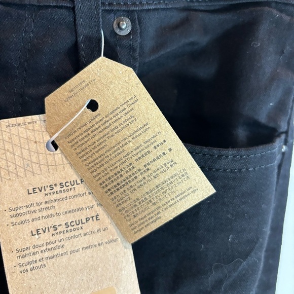 LEVI’S 725 Sz 28 High Rise Bootcut Sculpt Technology Fabric Jeans Black NEW - Picture 7 of 15